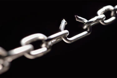 broken link in chain representing a data breach