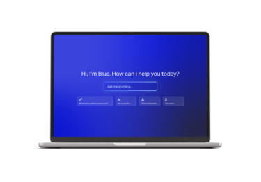 Ask Blue assistant prompt screen on a laptop